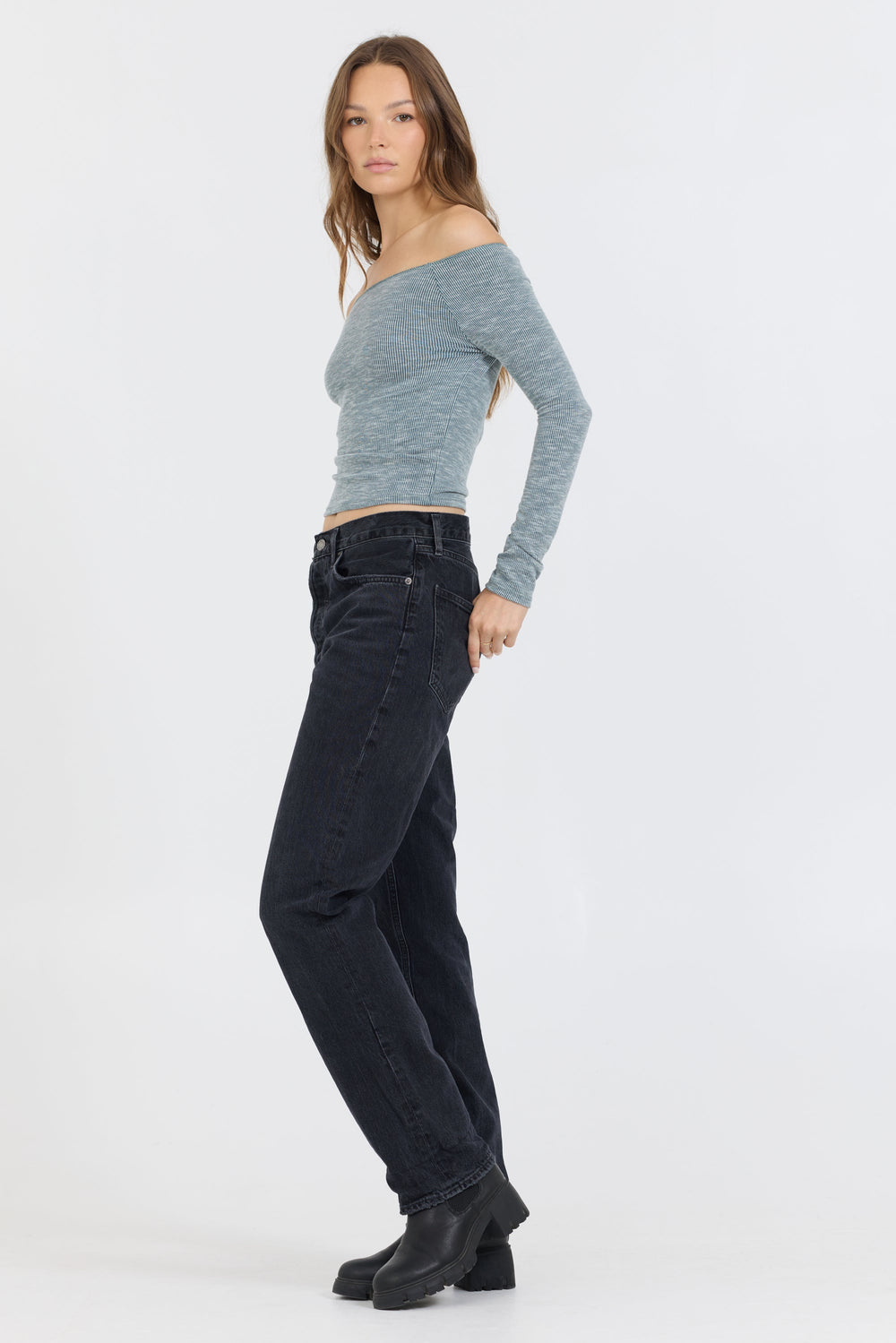 Vintage Havana | Hunter Green Fitted Off The Shoulder Top