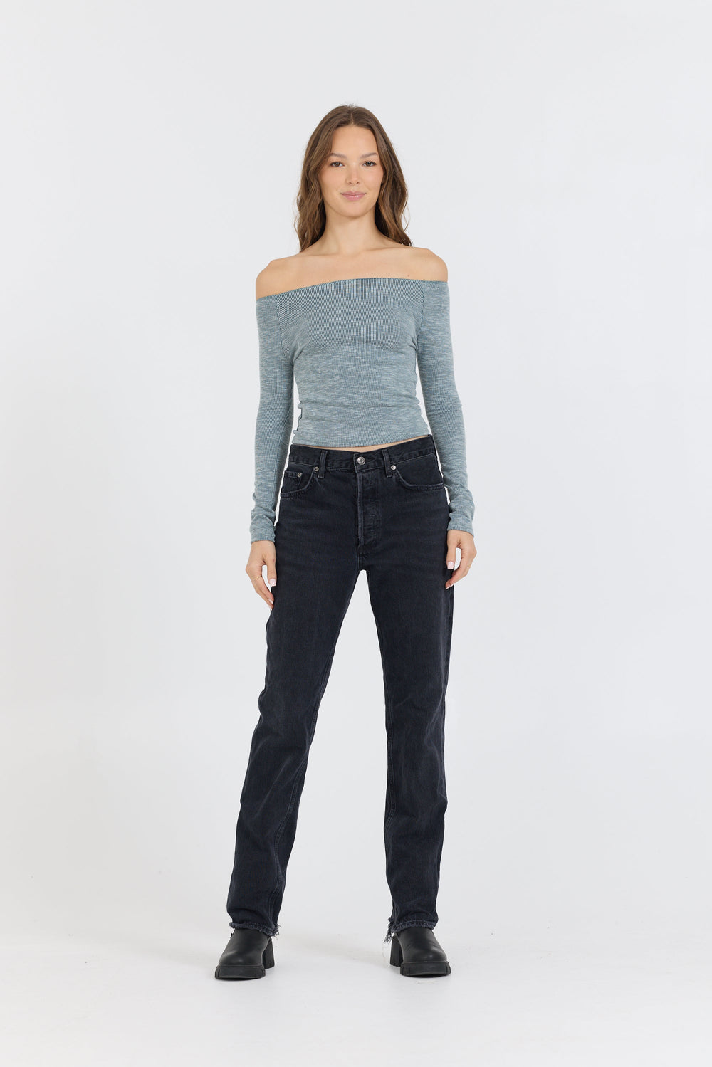 Vintage Havana | Hunter Green Fitted Off The Shoulder Top