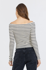 Vintage Havana | Ivory Black Fitted Off The Shoulder Top