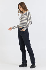 Vintage Havana | Ivory Black Fitted Off The Shoulder Top