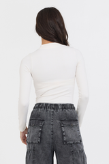 Vintage Havana | Pale Ivory Seamless Mock Neck Top