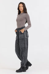 Vintage Havana | Washed Taupe Seamless Mock Neck Top