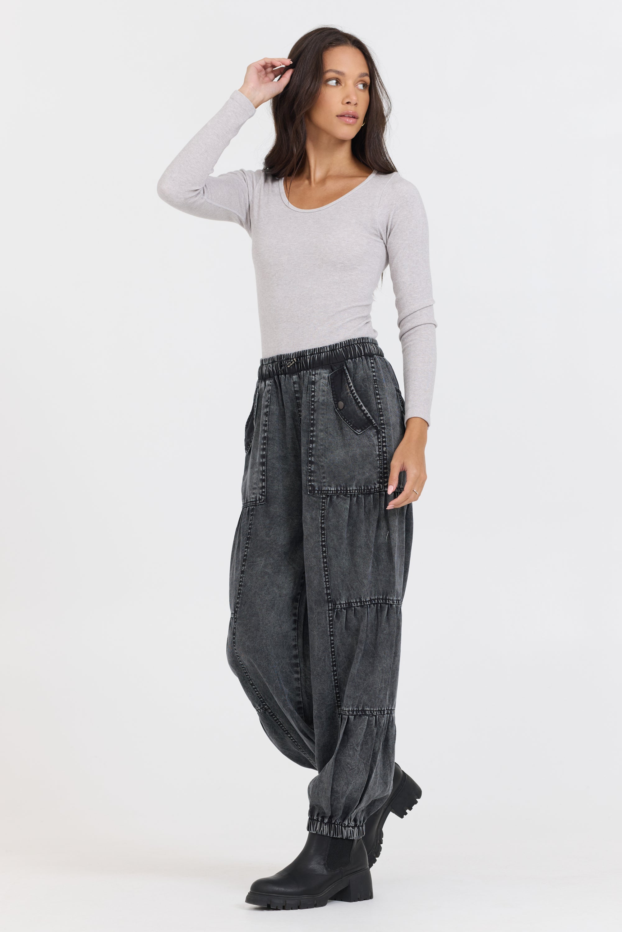 Vintage Havana | Heather Grey Seamless Long Sleeve Tee