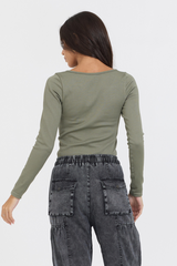 Vintage Havana | Olive Seamless Long Sleeve Tee