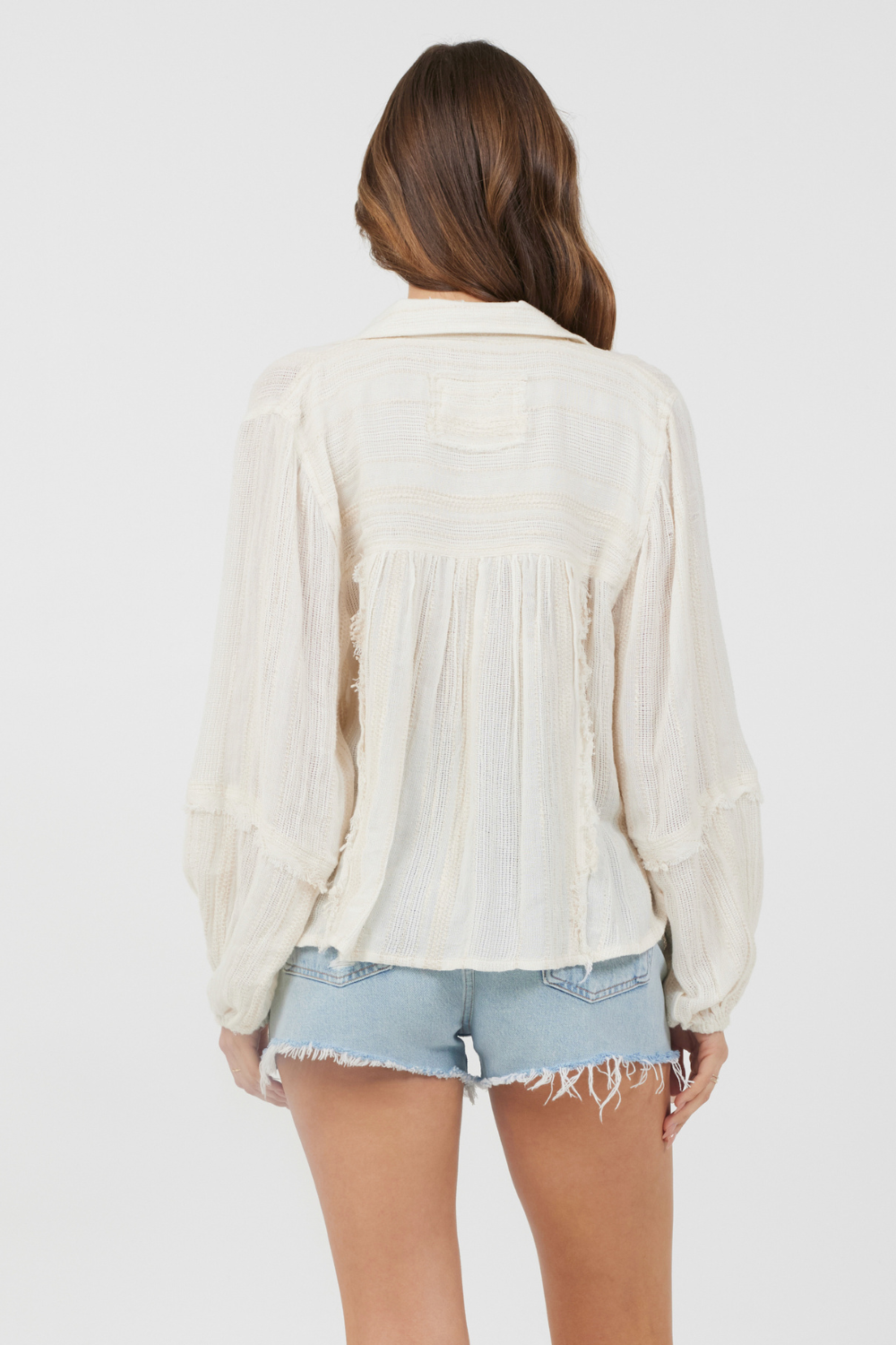 Vintage Havana | Ivory Multi Texture Polo Blouse