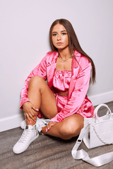 Vintage Havana | Hot Pink Heavy Satin Bra Top