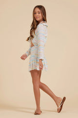 Vintage Havana | Citrus Stripe Tie Front Collared Top