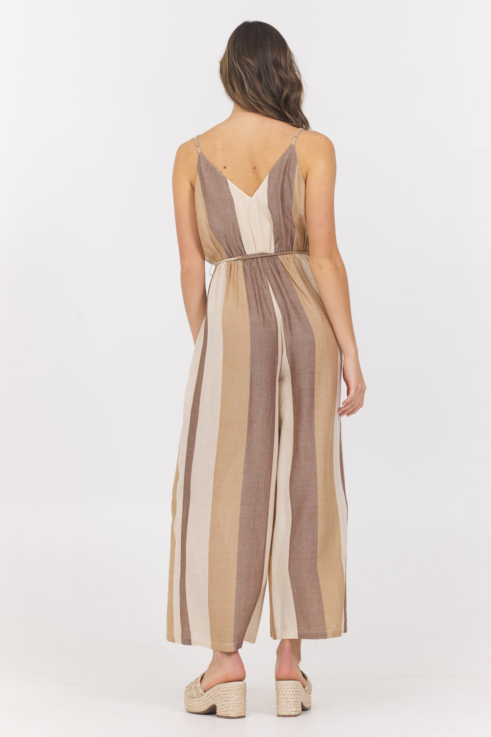 Vintage Havana | Woven Metallic Stripe Jumpsuit