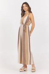 Vintage Havana | Woven Metallic Stripe Jumpsuit