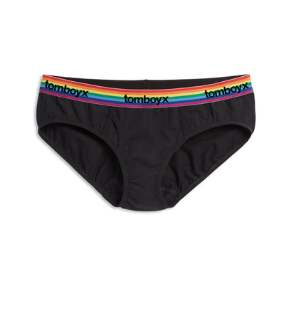 TomboyX Iconic Briefs - Black Rainbow Logo