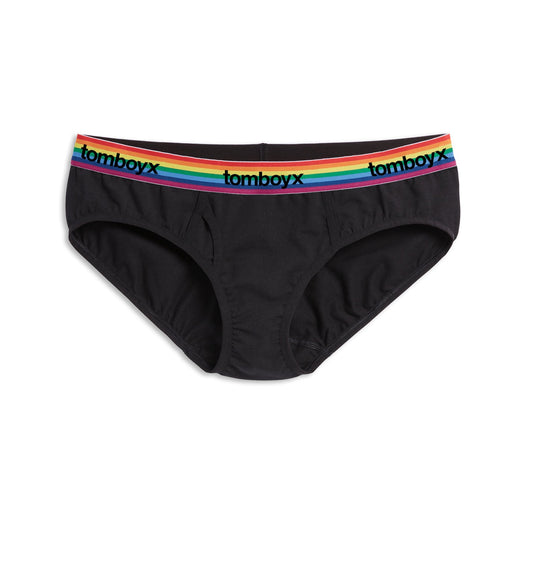 TomboyX Iconic Briefs - Black Rainbow Logo
