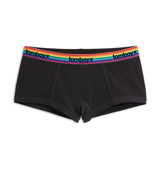 TomboyX Boy Shorts - Black Rainbow Logo