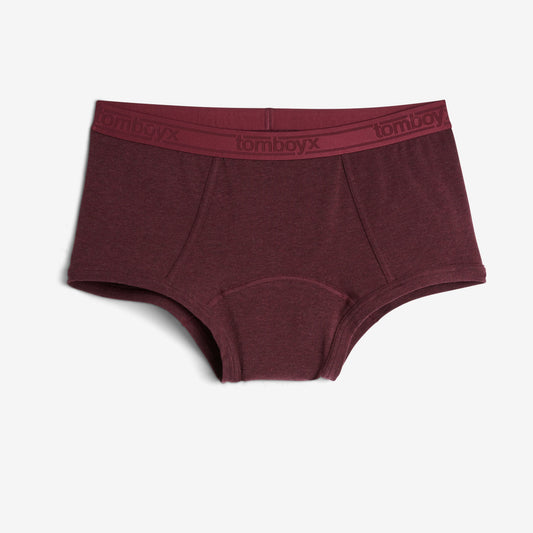 TomboyX First Line Period Boy Shorts - Black Cherry Heather
