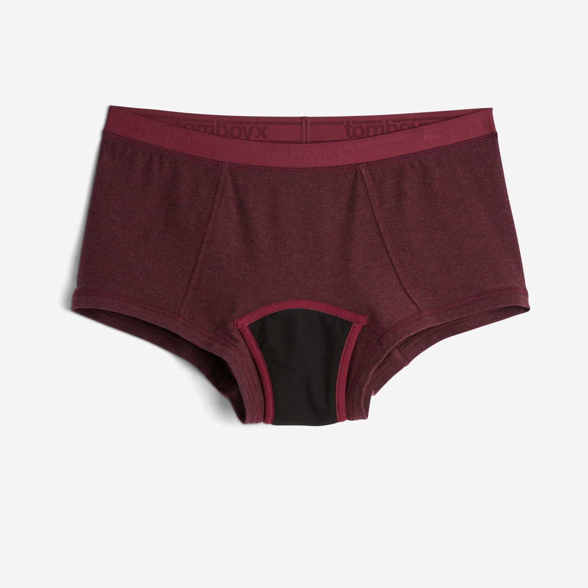 TomboyX First Line Period Boy Shorts - Black Cherry Heather