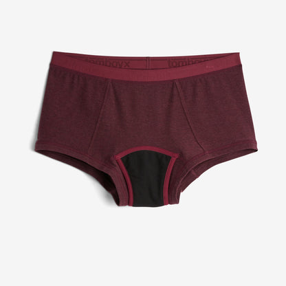 TomboyX First Line Period Boy Shorts - Black Cherry Heather