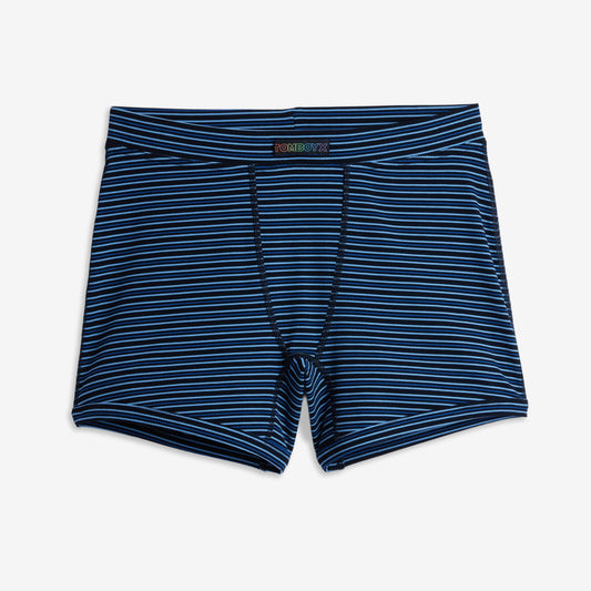 TomboyX Bamboo Rib 4.5" Trunks - Ink Blue Stripe