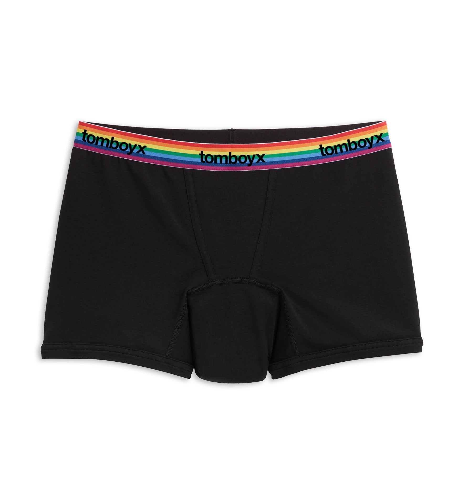 TomboyX First Line Period 4.5" Trunks - Black Rainbow Logo