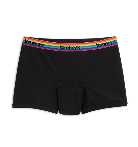 TomboyX First Line Period 4.5" Trunks - Black Rainbow Logo