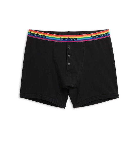 TomboyX 6" Fly Boxer Briefs - Black Rainbow Logo