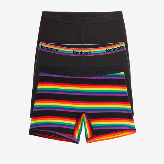 TomboyX 6" No Fly Boxer Briefs 3-Pack - Stripe Up