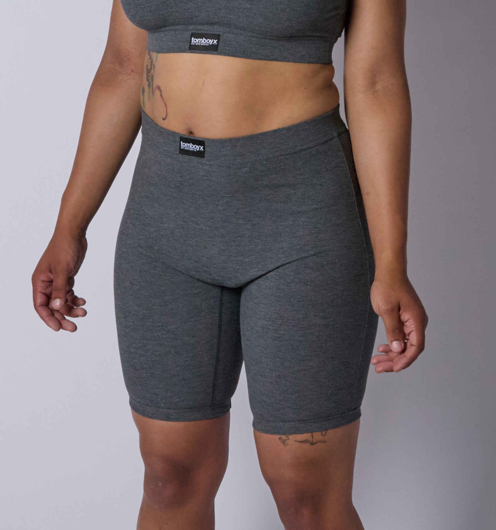 TomboyX Bamboo Rib 9" Boxer Briefs - Heather Gray