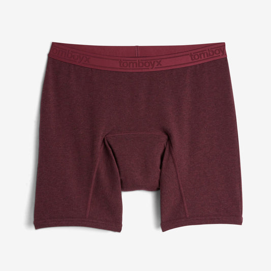 TomboyX First Line Period 9" Boxer Briefs - Black Cherry Heather