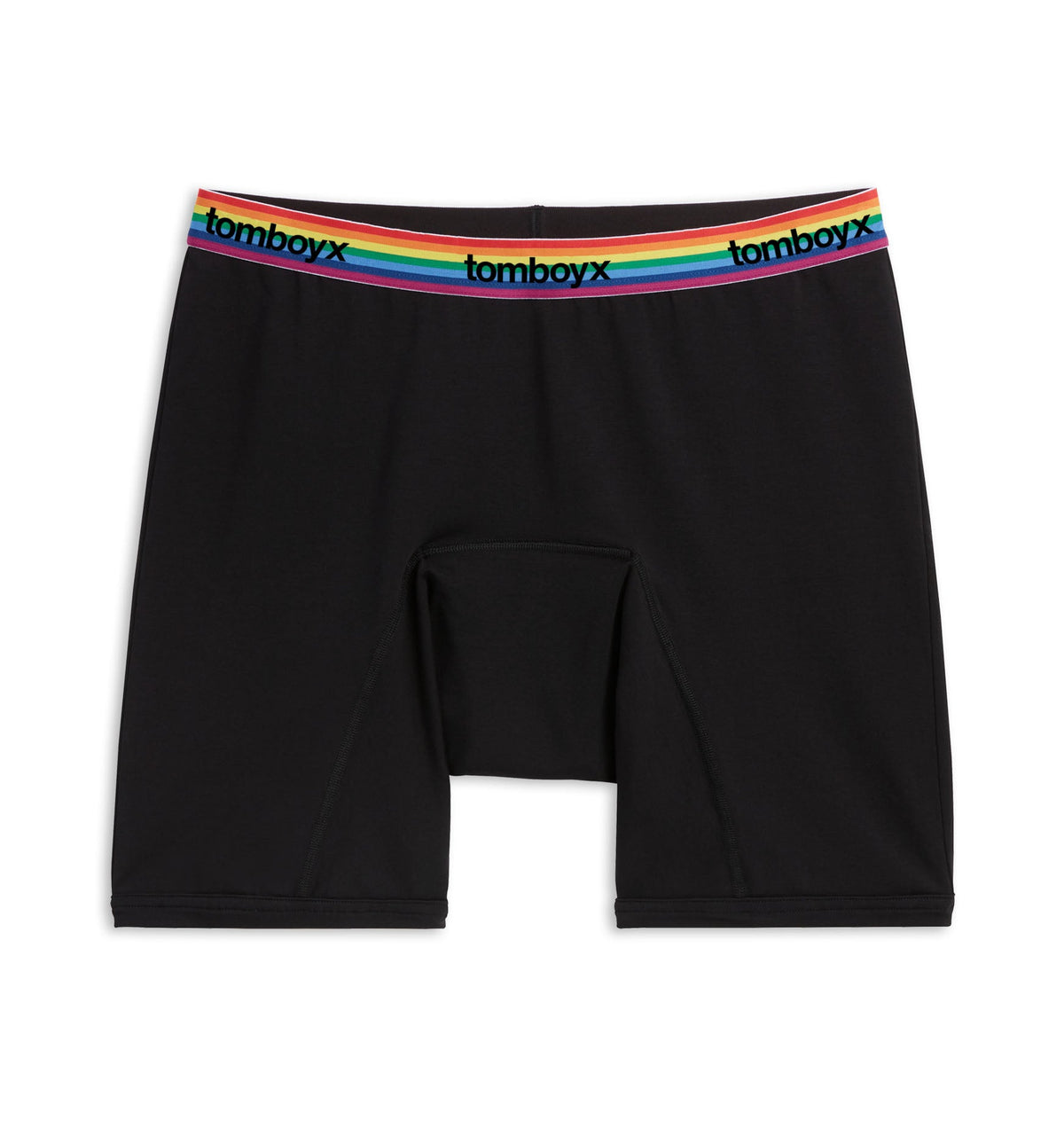 TomboyX First Line Period 9" Boxer Briefs - Black Rainbow Logo