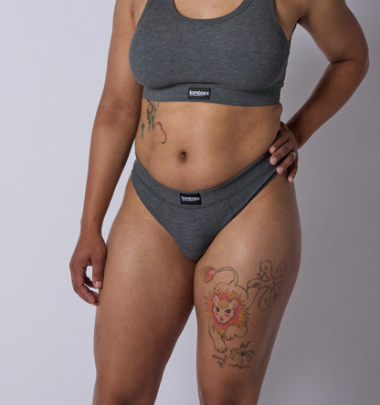 TomboyX Bamboo Rib Cheeky - Heather Gray