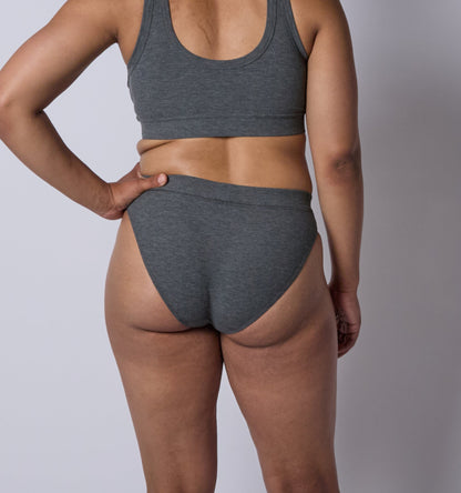 TomboyX Bamboo Rib Cheeky - Heather Gray