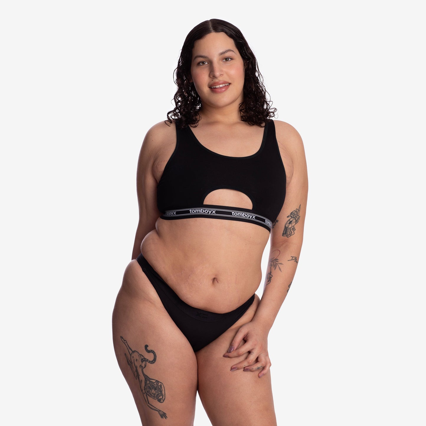 TomboyX SmoothTuck Tucking Hi Leg Bikini - Black