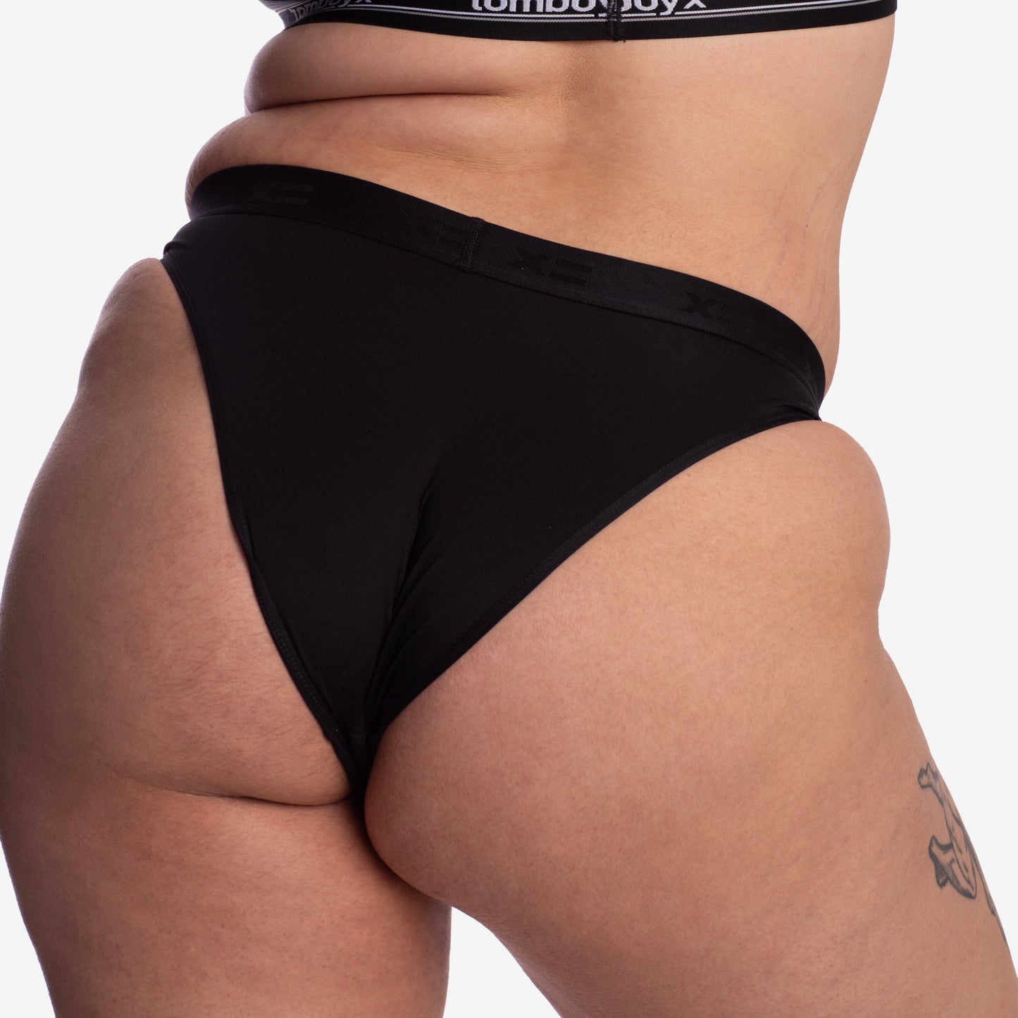 TomboyX SmoothTuck Tucking Hi Leg Bikini - Black Rainbow