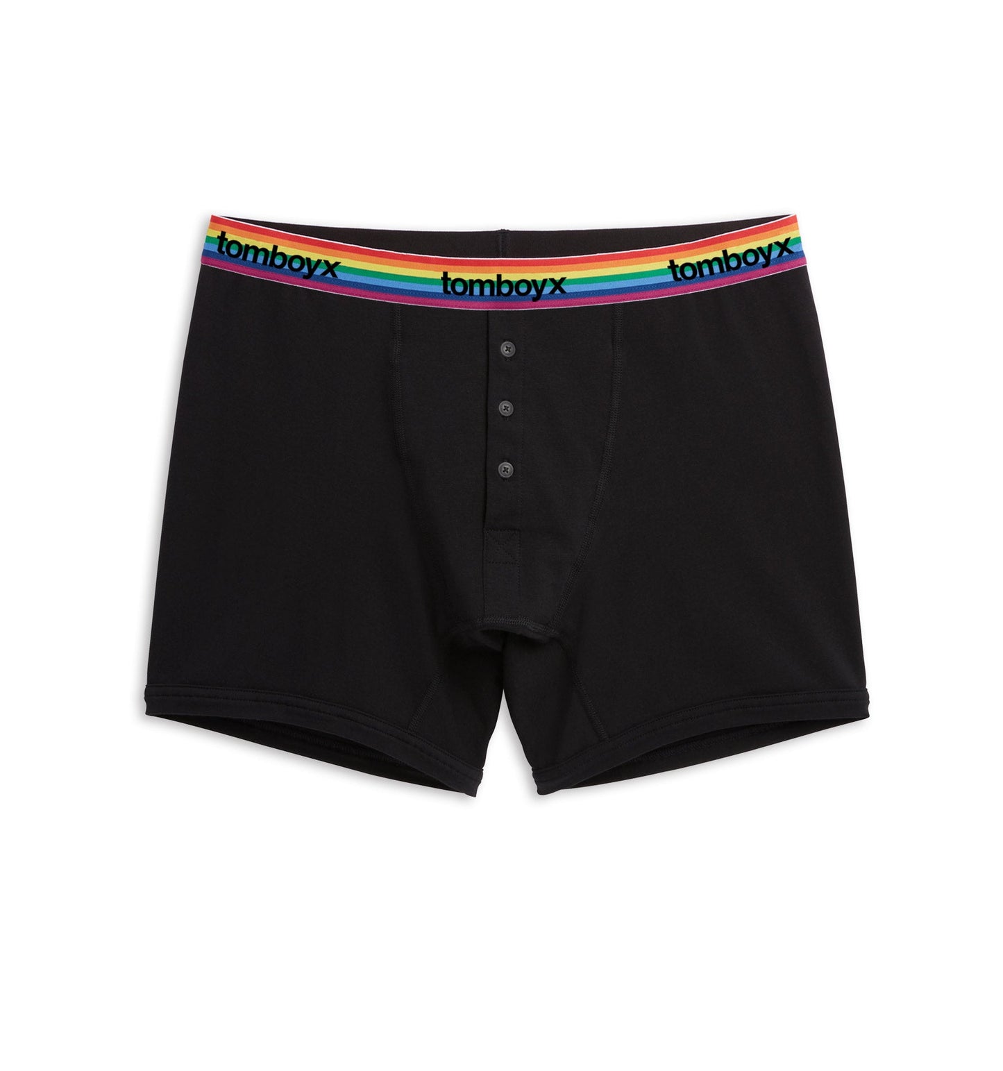 TomboyX 6" Fly Packing Boxer Briefs - Black Rainbow Logo