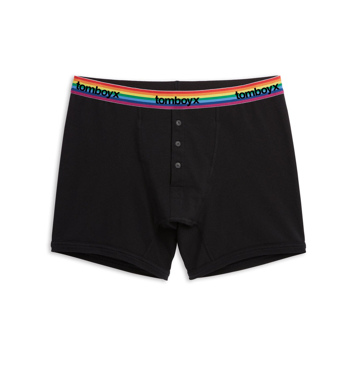 TomboyX 6" Fly Packing Boxer Briefs - Black Rainbow Logo