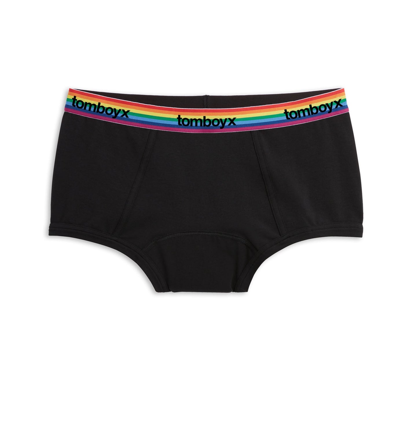 TomboyX First Line Period Boy Shorts - Black Rainbow Logo