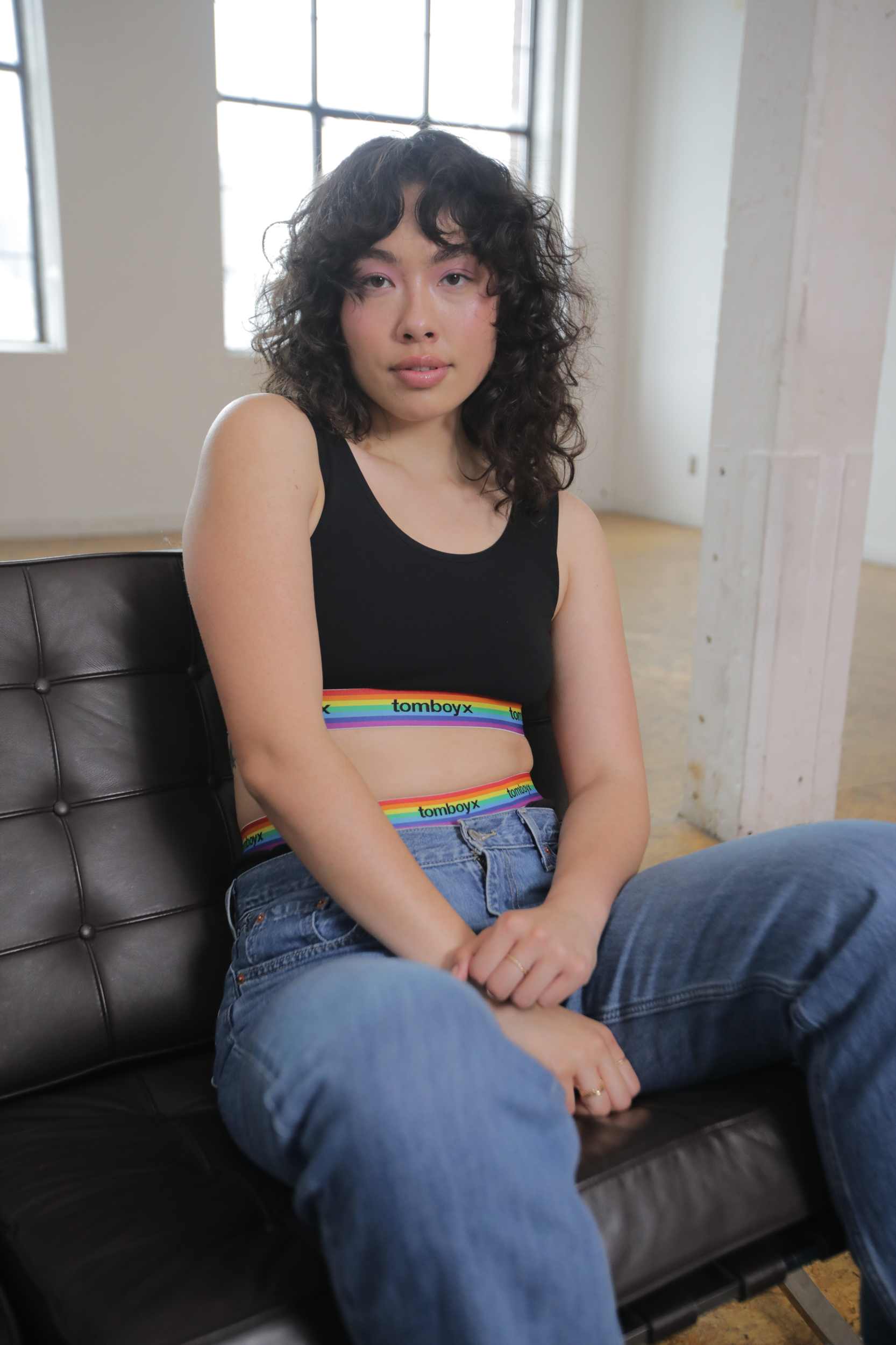 TomboyX Essentials Soft Bra - Black Rainbow Logo