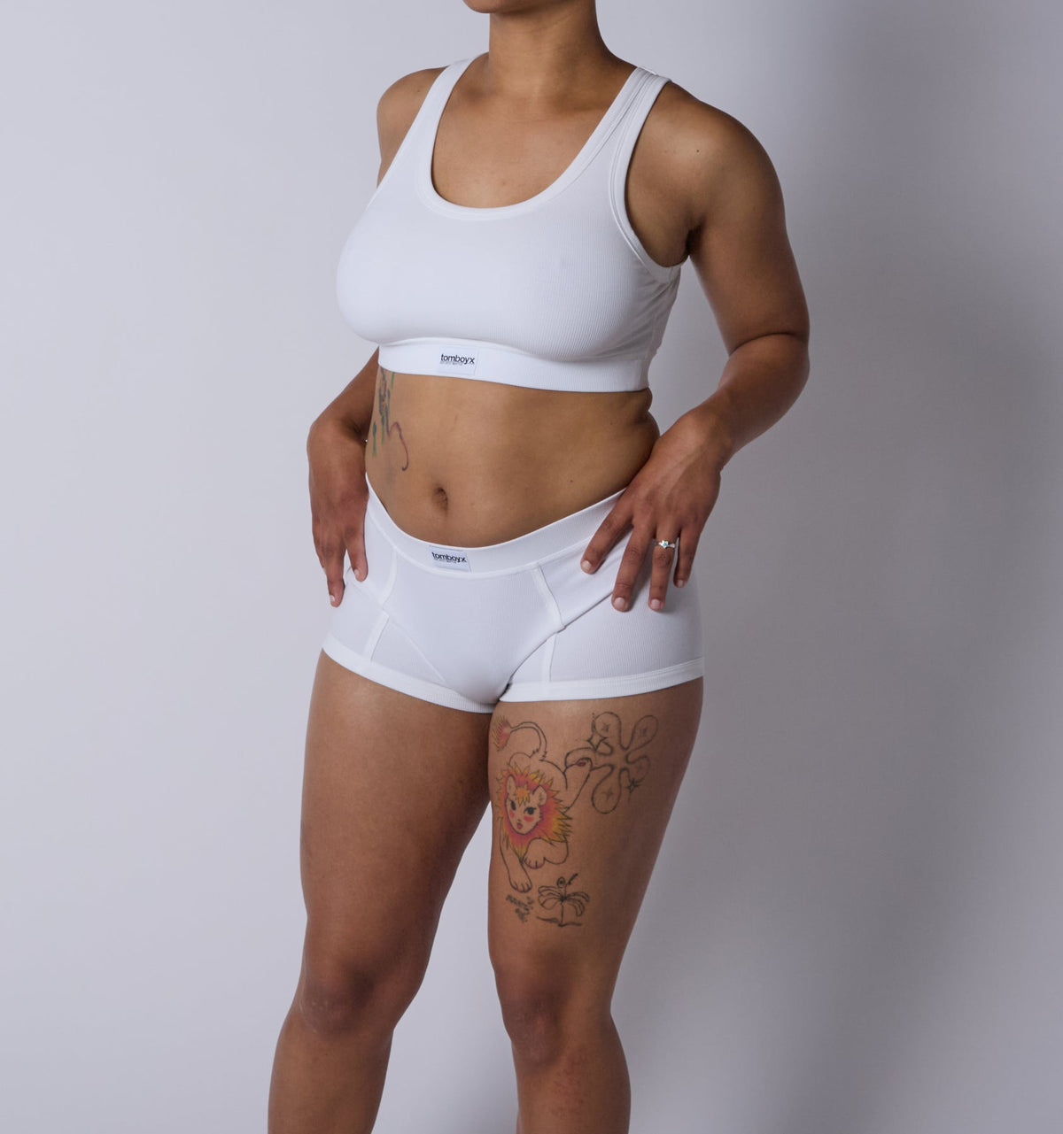 TomboyX Bamboo Rib Boy Shorts - Bright White