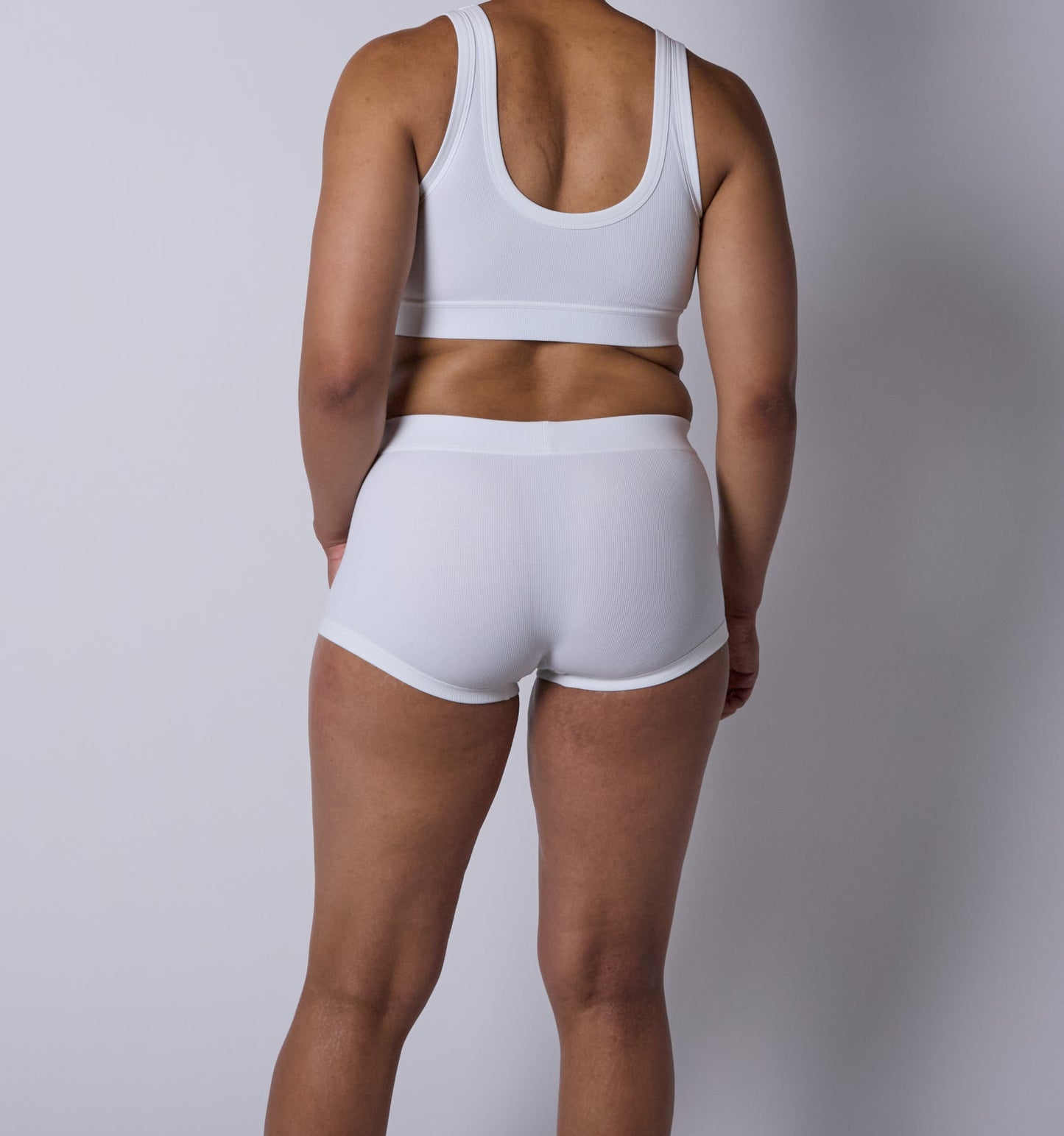TomboyX Bamboo Rib Boy Shorts - Bright White