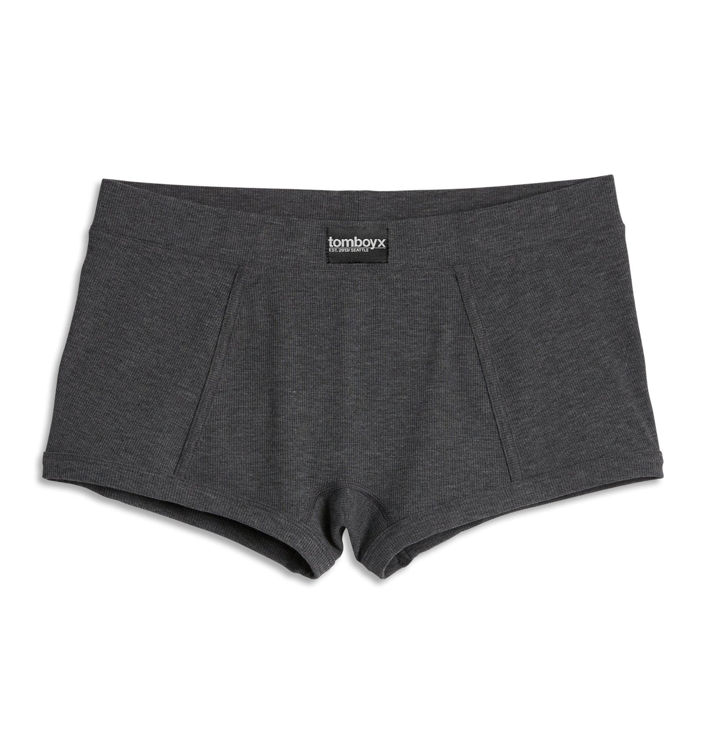 TomboyX Bamboo Rib Boy Shorts - Heather Gray