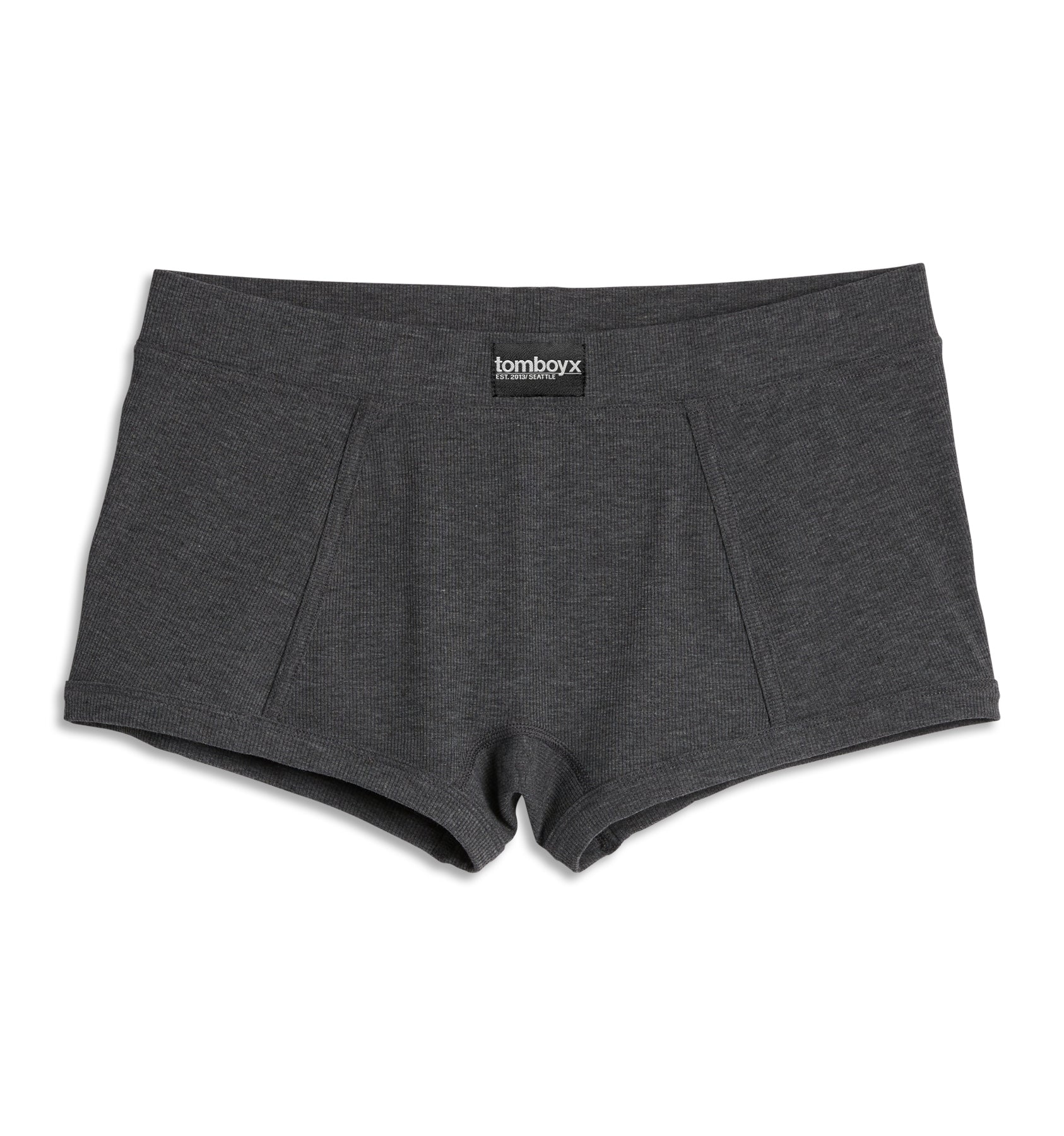 TomboyX Bamboo Rib Boy Shorts - Heather Gray