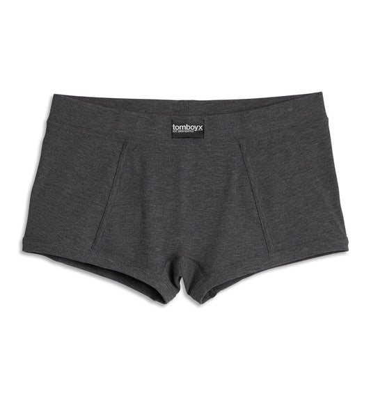 TomboyX Bamboo Rib Boy Shorts - Heather Gray