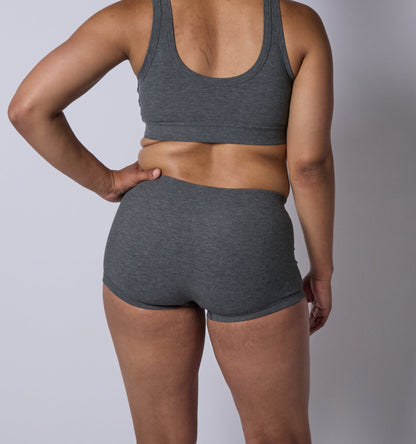 TomboyX Bamboo Rib Boy Shorts - Heather Gray