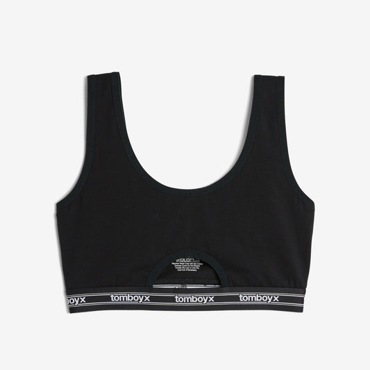 TomboyX Peekaboo Soft Bra - Black Retro Logo