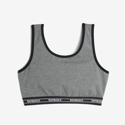 TomboyX Essentials Soft Bra - Charcoal Retro Logo