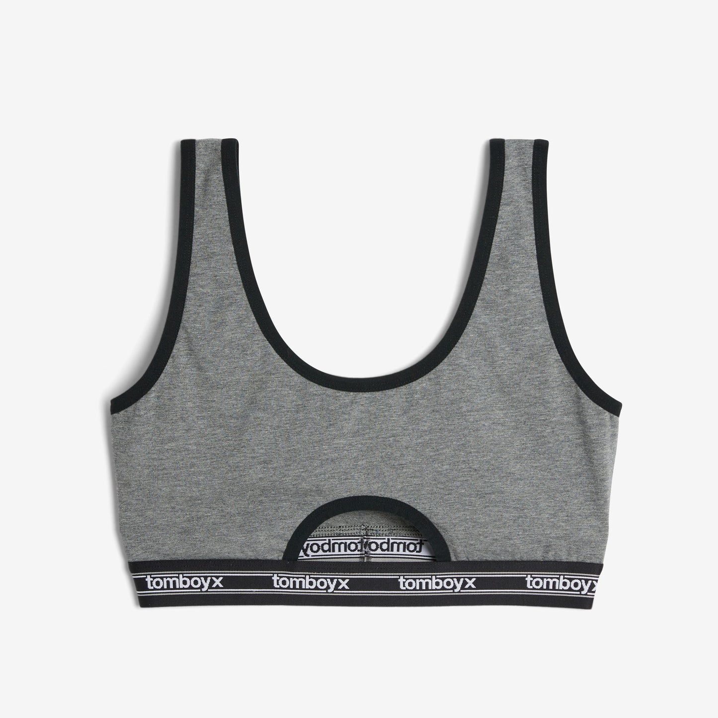 TomboyX Peekaboo Soft Bra - Charcoal Retro Logo