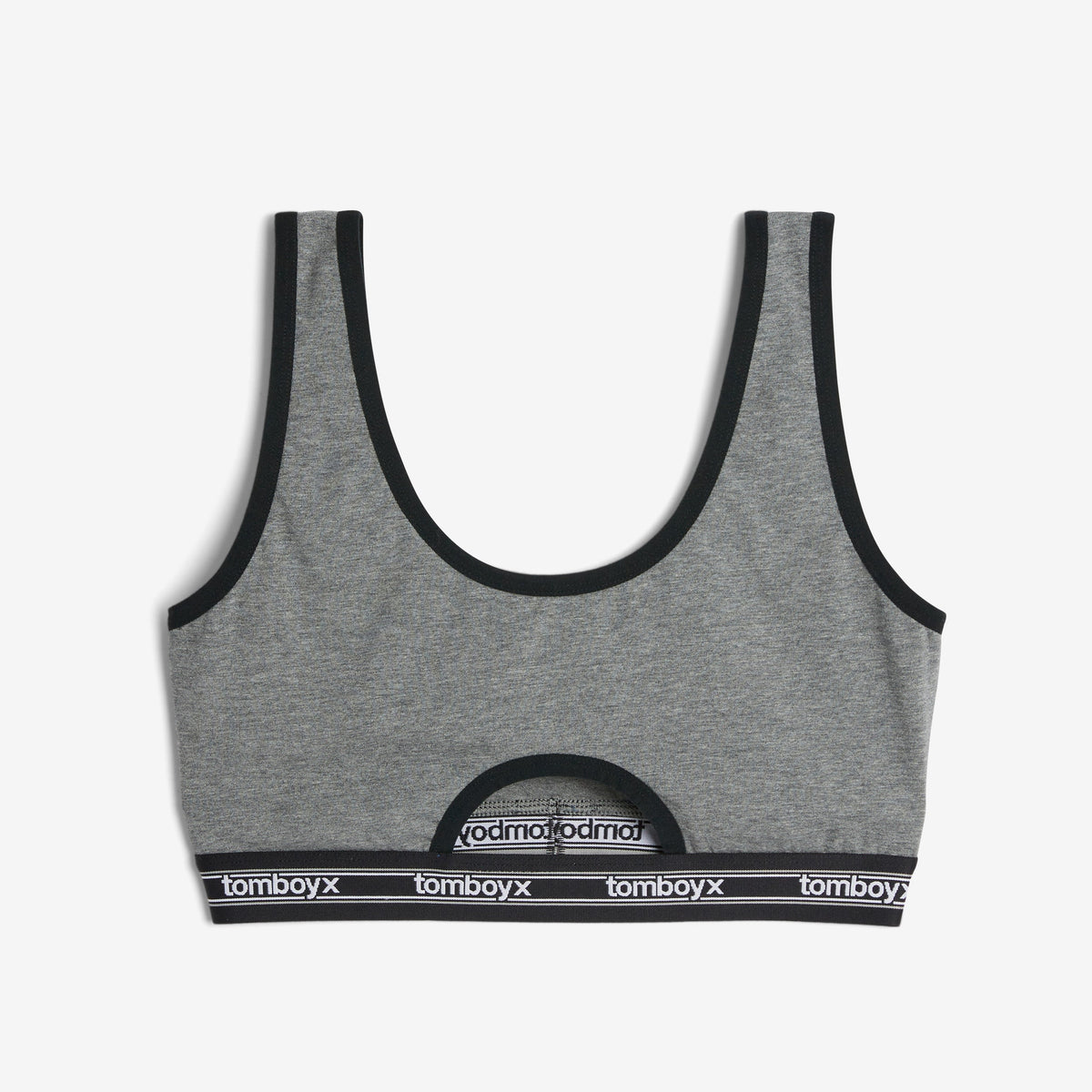 TomboyX Peekaboo Soft Bra - Charcoal Retro Logo