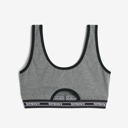 TomboyX Peekaboo Soft Bra - Charcoal Retro Logo