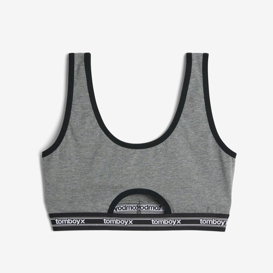 TomboyX Peekaboo Soft Bra - Charcoal Retro Logo