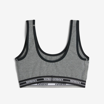 TomboyX Peekaboo Soft Bra - Charcoal Retro Logo