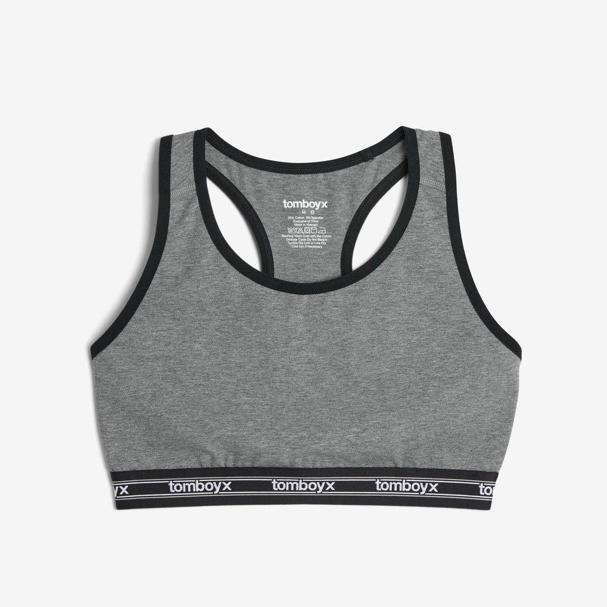 TomboyX Racerback Soft Bra - Charcoal Retro Logo