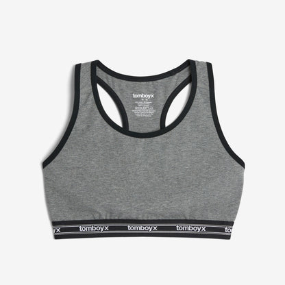 TomboyX Racerback Soft Bra - Charcoal Retro Logo